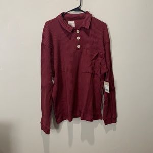 NWT For Days Re-New Ribbed Boxy Henley
